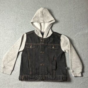Children's Denim Hoodie Jacket with Gray Sleeves